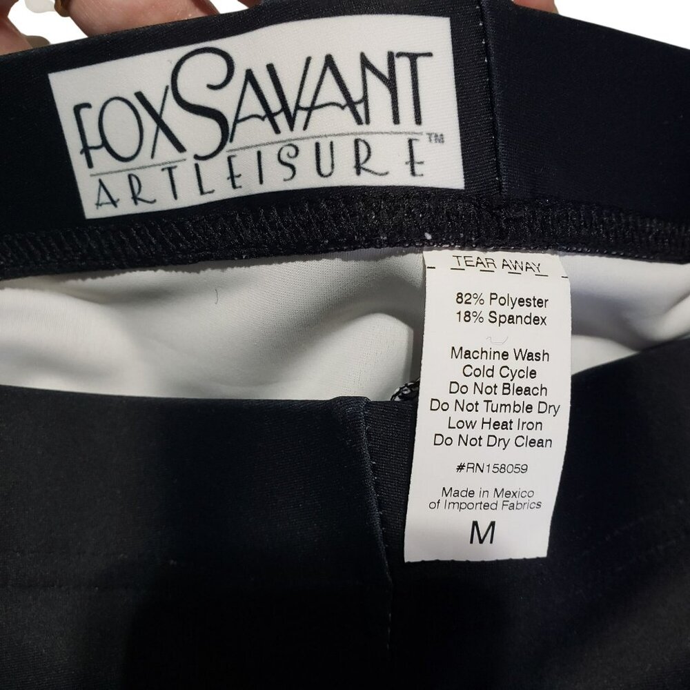 Fox Savant Artleisure Black White Art to Wear Crown Print Gothic Yoga Pants M - Picture 3 of 7
